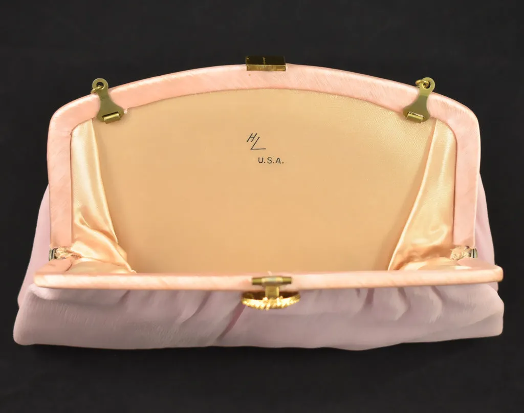 1950s Pink Fabric Clutch Bag