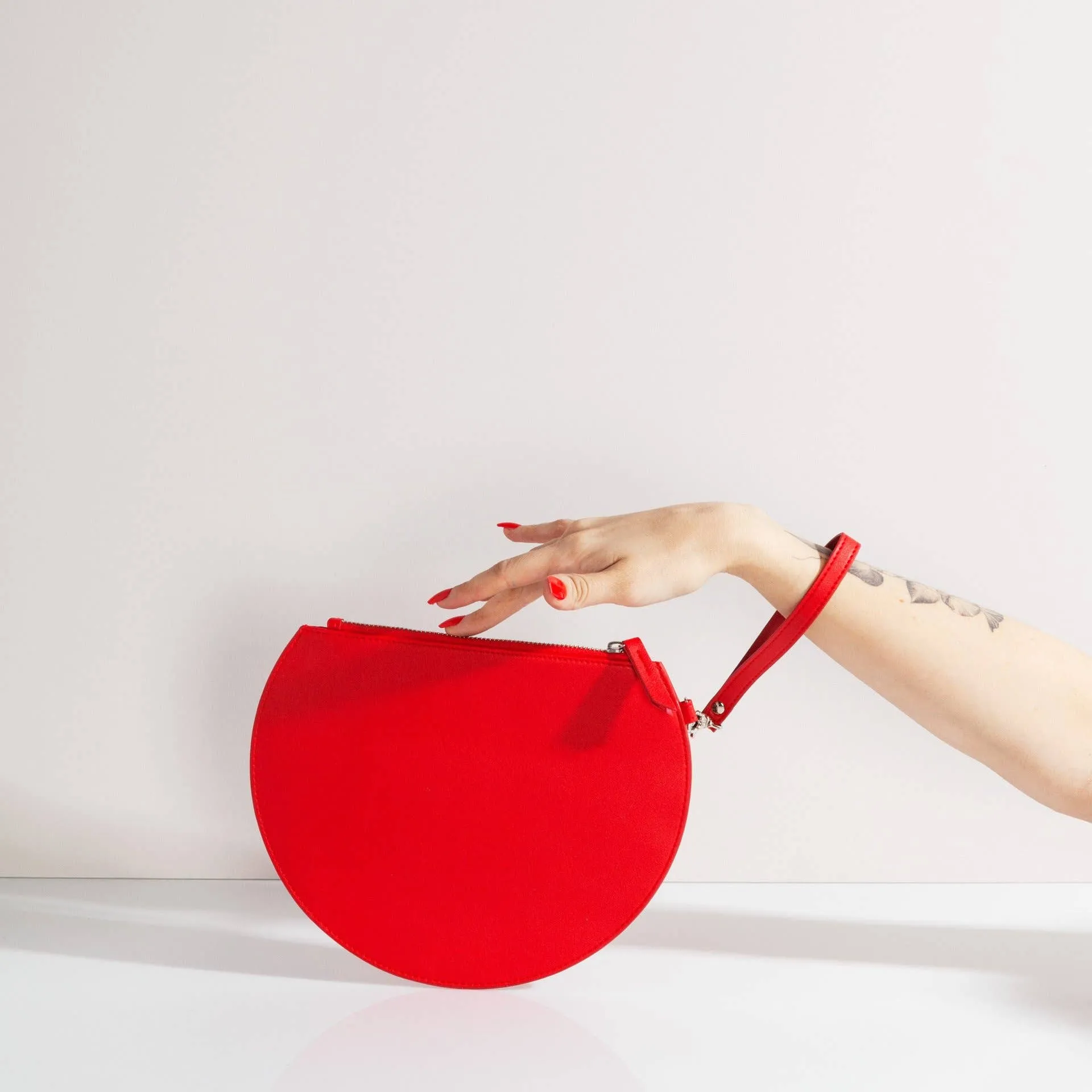 3/4 Moon Clutch in Red