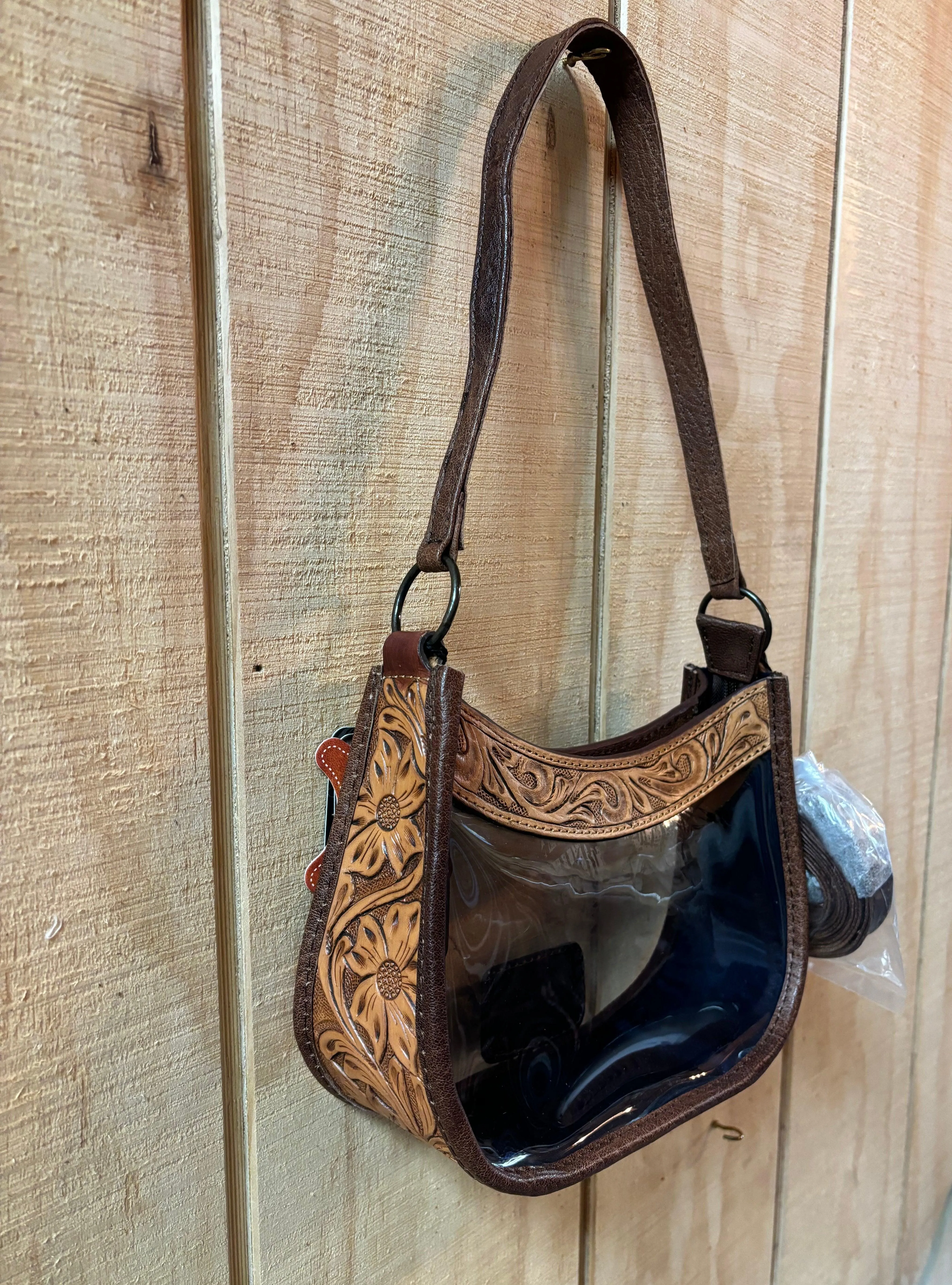 American Darling Clear Tooled Leather Crossbody Purse ADBG1098