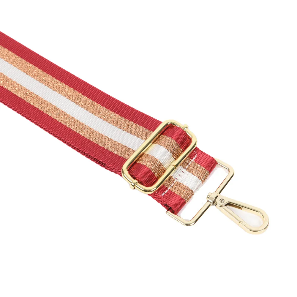 Bag Strap - Red & Copper Glitz Stripe