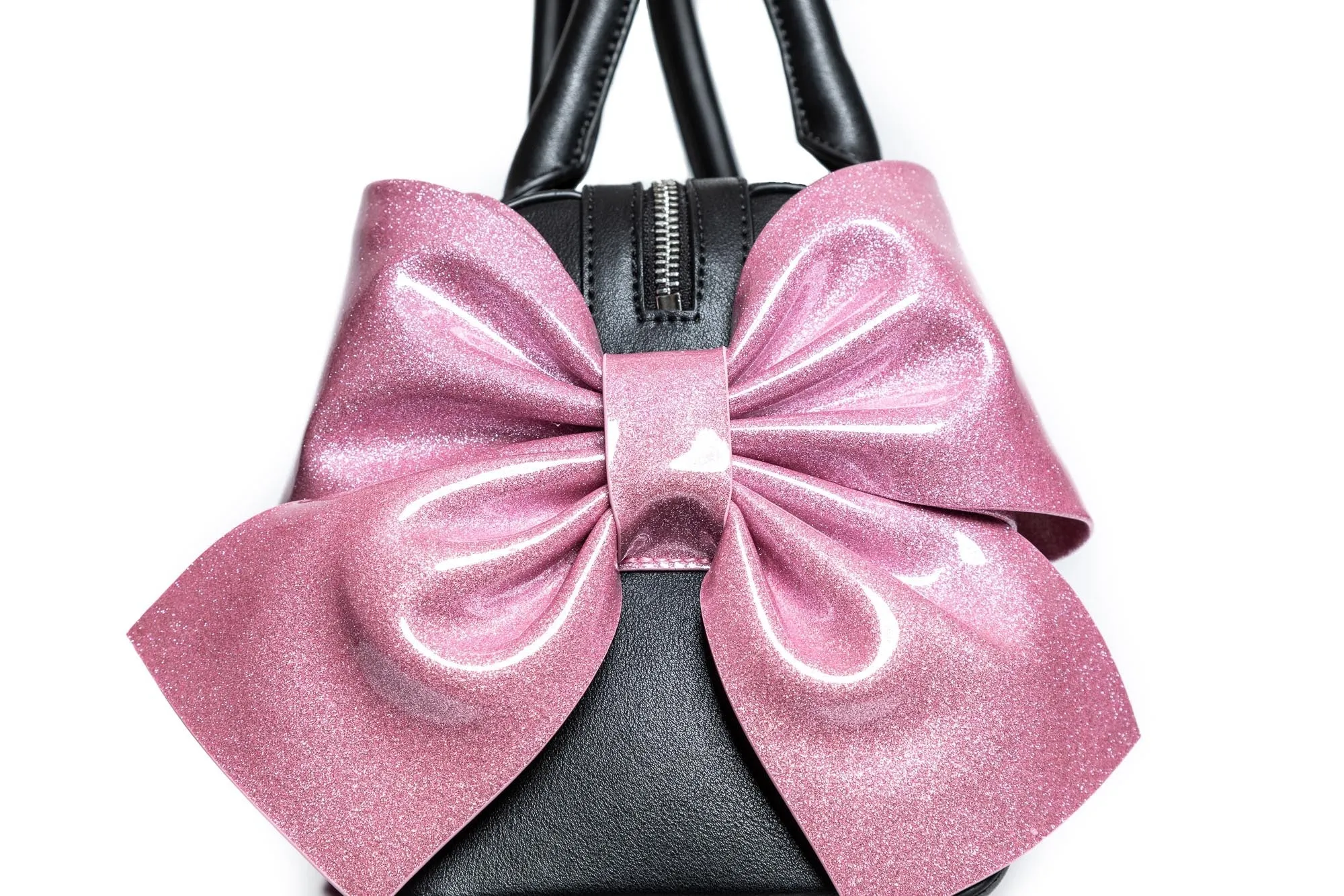 Bashful Blush & Black Matte Double Bow Tote