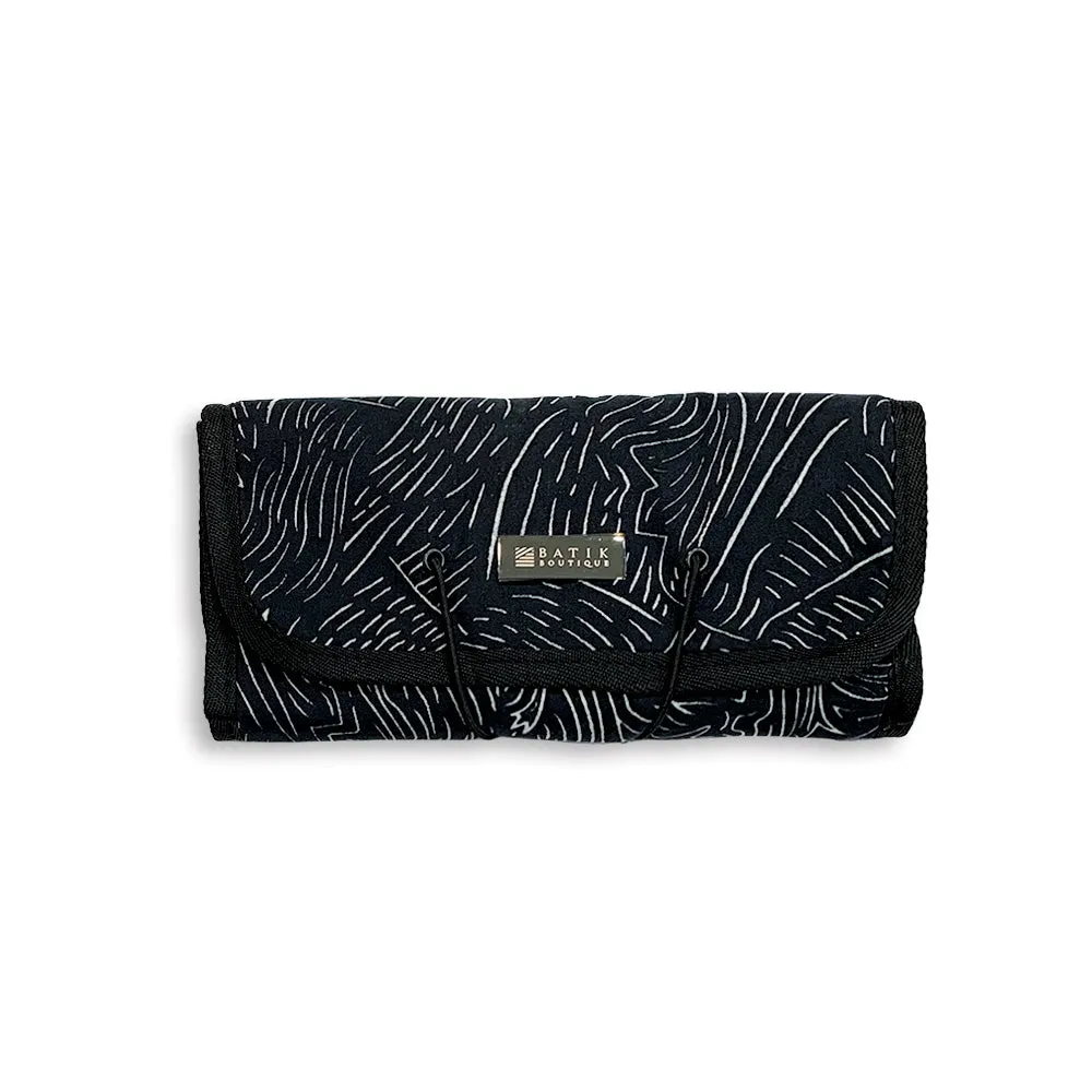 Batik Roll Up Travel Pouch - Black Driftwood