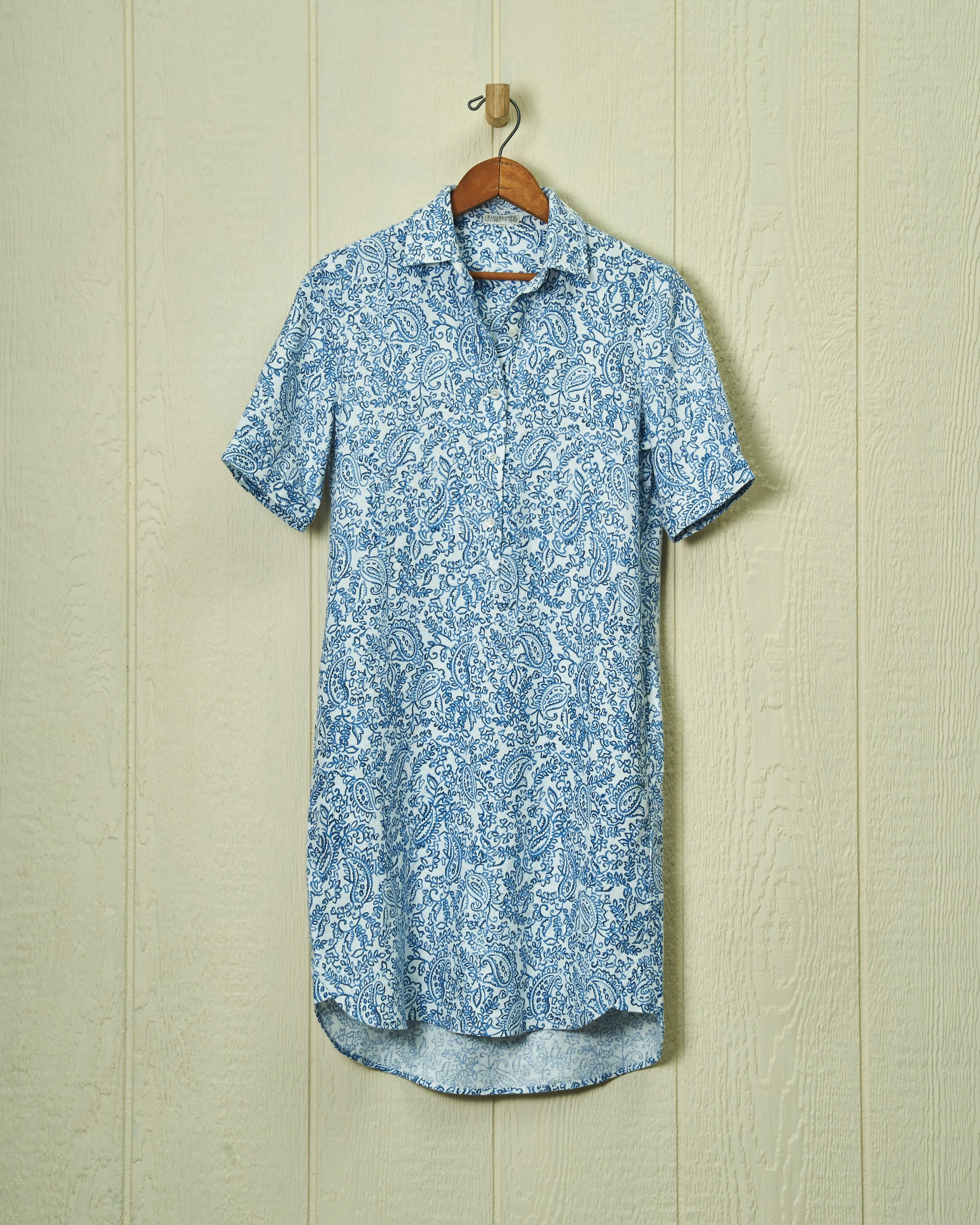 Beach Coverup in Atlantic Blue Paisley Linen