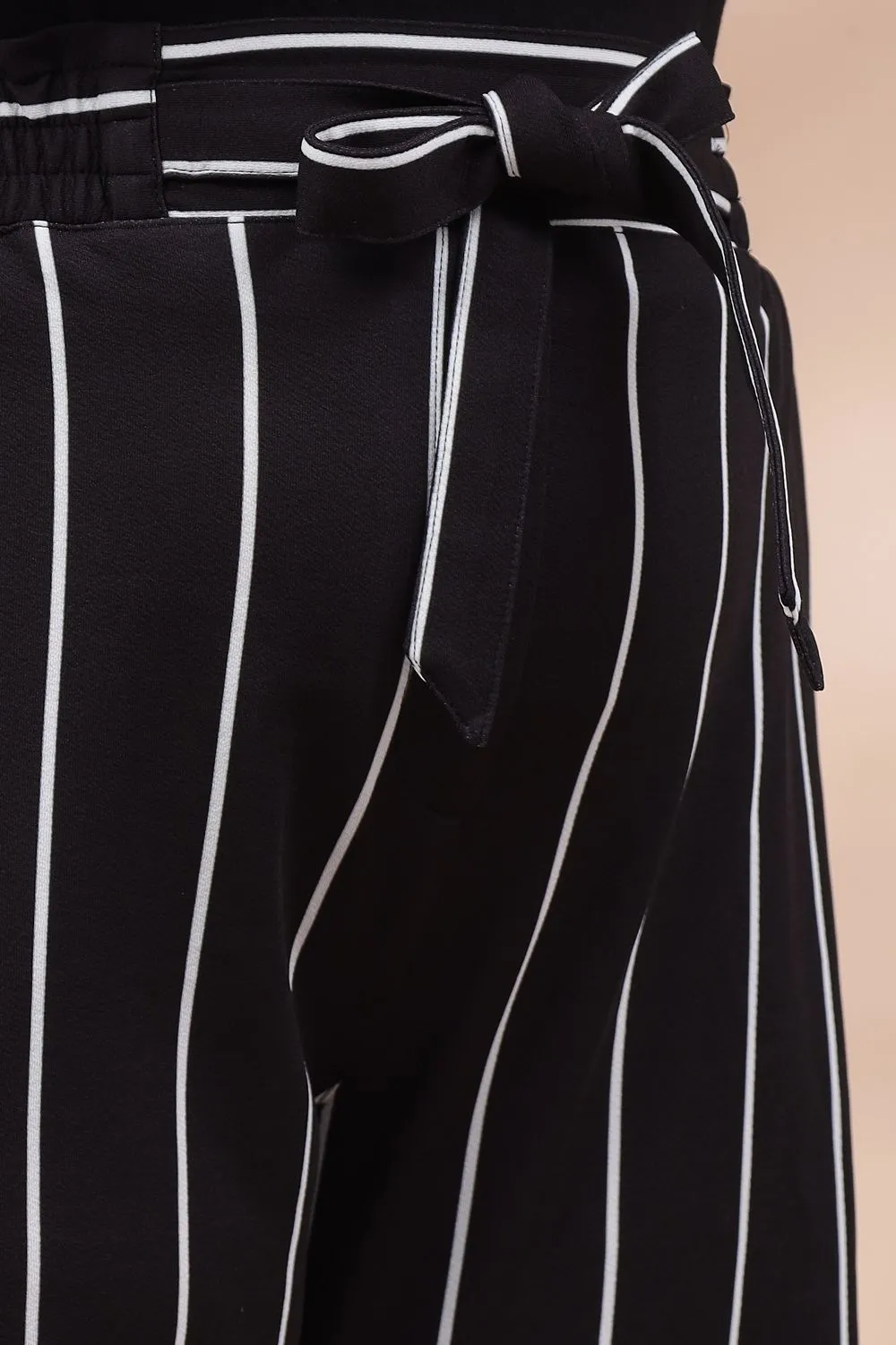 Black White Striped Pants