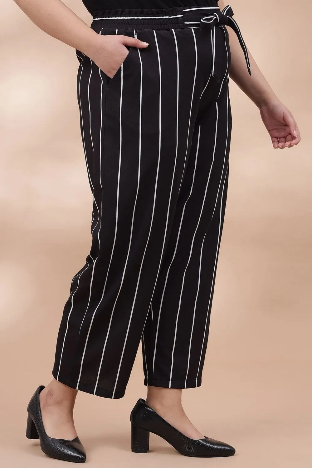 Black White Striped Pants