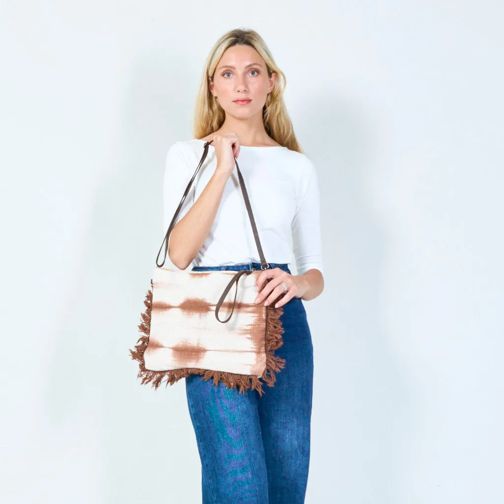 Boho fringed canvas crossbody bag wholesale