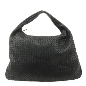 BOTTEGA VENETA Hobo Intrecciato Leather Shoulder Bag Black 181140