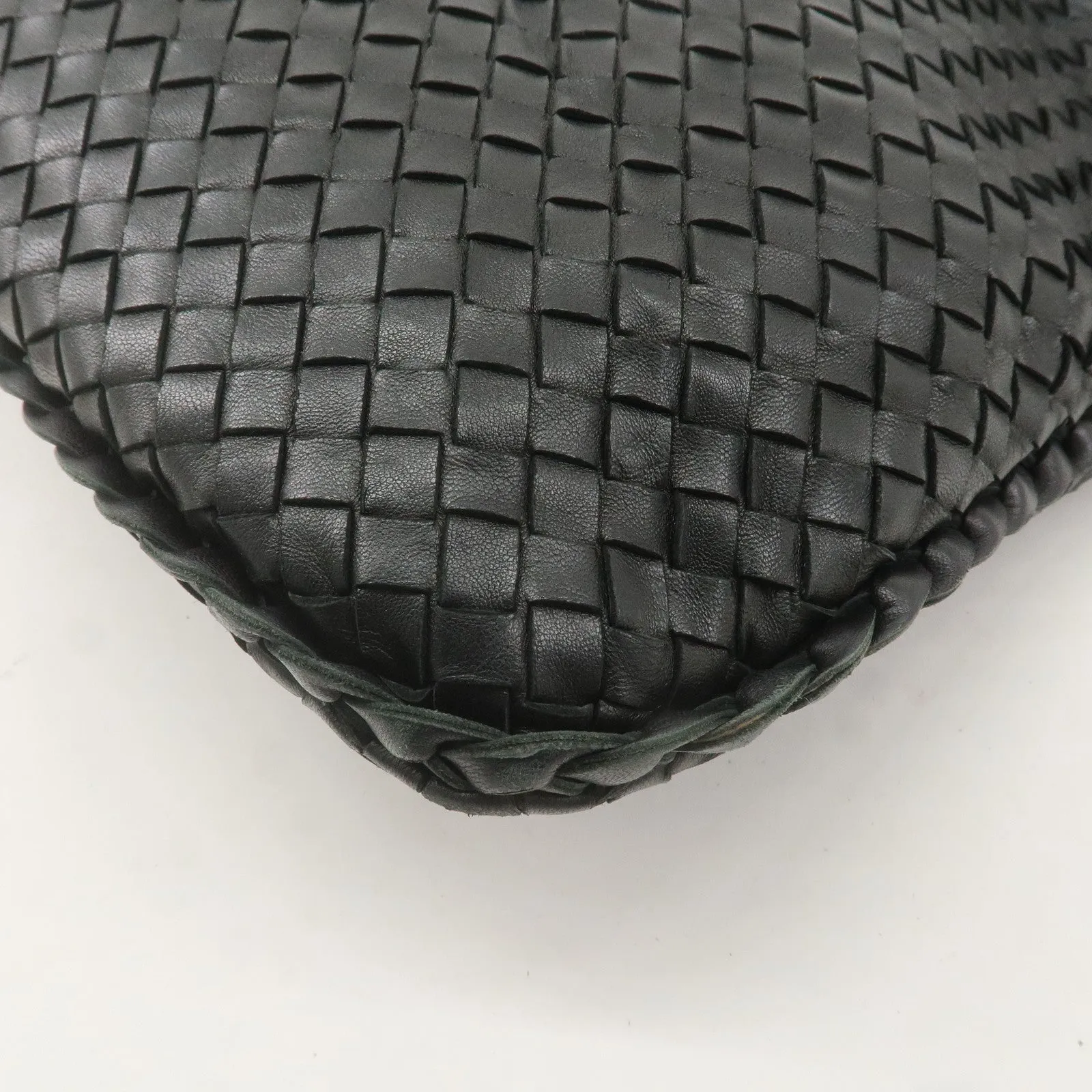 BOTTEGA VENETA Hobo Intrecciato Leather Shoulder Bag Black 181140