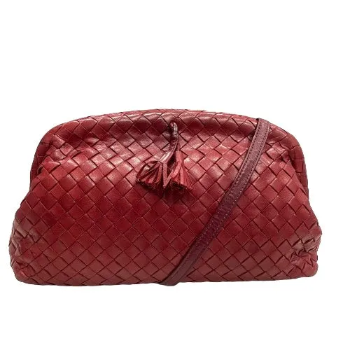 Bottega Veneta Vintage Red Intrecciato Leather Crossbody Bag