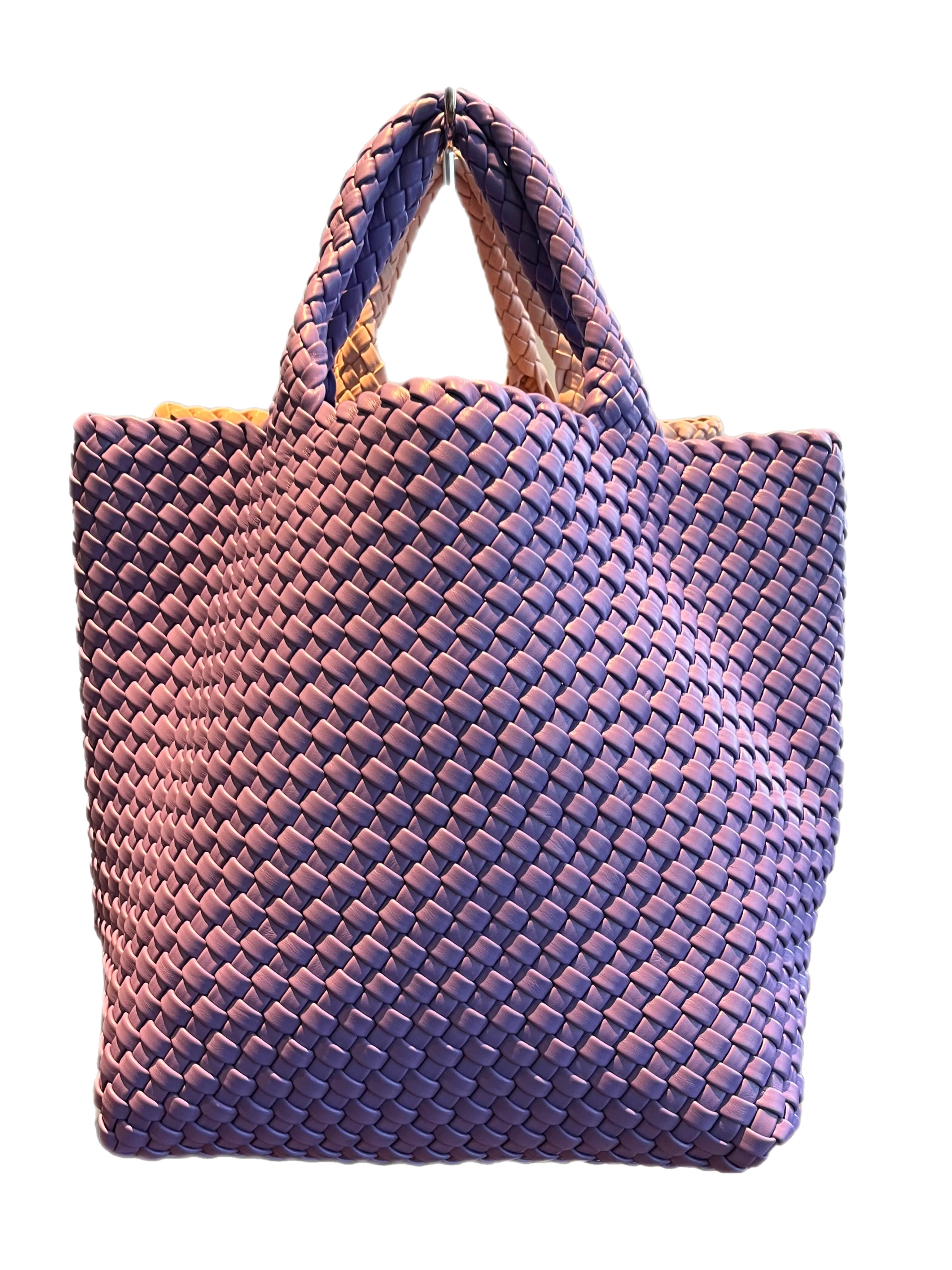 Braided tote with detachable mini bag inside *available in denim and vegan citrus, navy, taupe, pink, red, black, orange and kelly green!