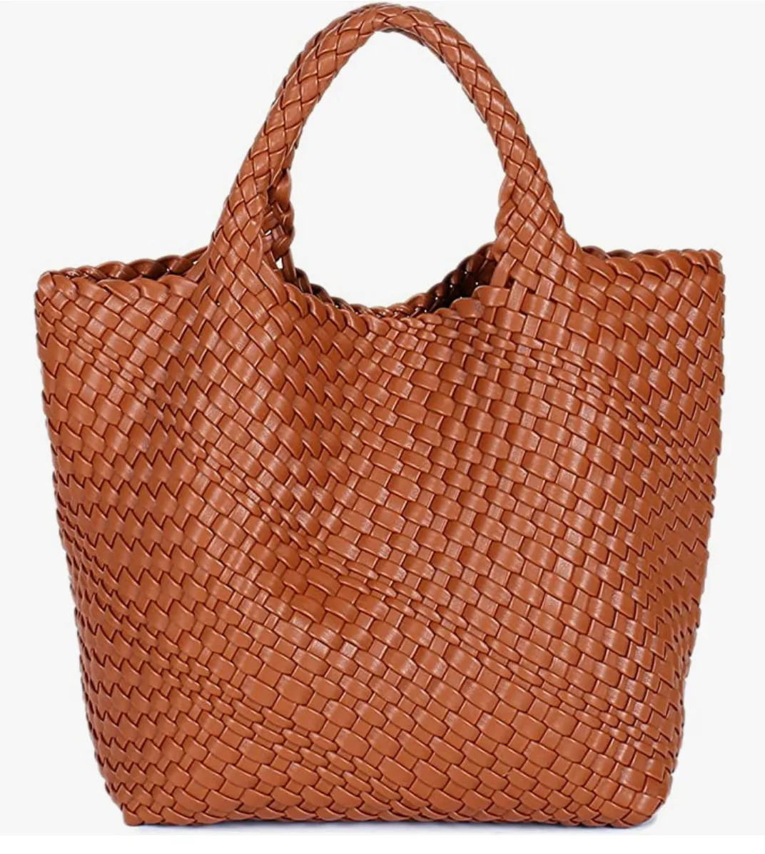 Braided tote with detachable mini bag inside *available in denim and vegan citrus, navy, taupe, pink, red, black, orange and kelly green!