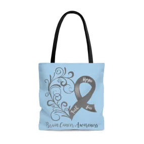 Brain Cancer Awareness Large Light Blue Tote Bag (Dual-Sided Design)