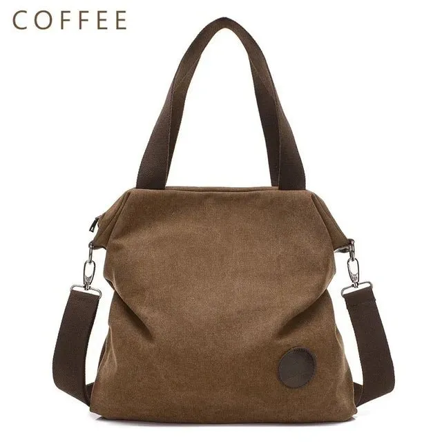 Brand Large Pocket Casual Tote Women's Handbag Shoulder Handbags Canvas Leather Capacity Bags For Women