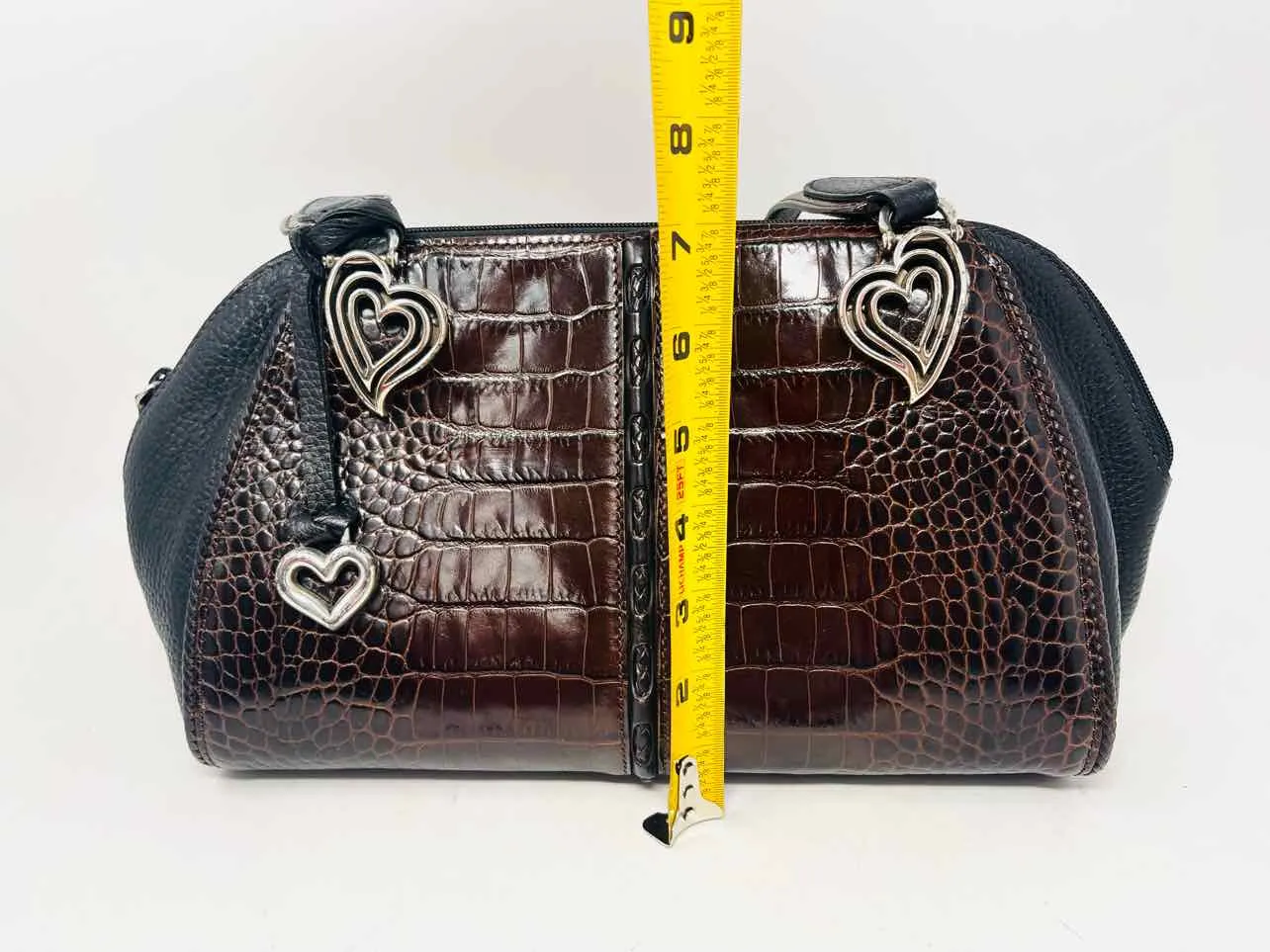 Brighton Brown/Black Shoulder Bag Reptile Pebbled Purses Purse