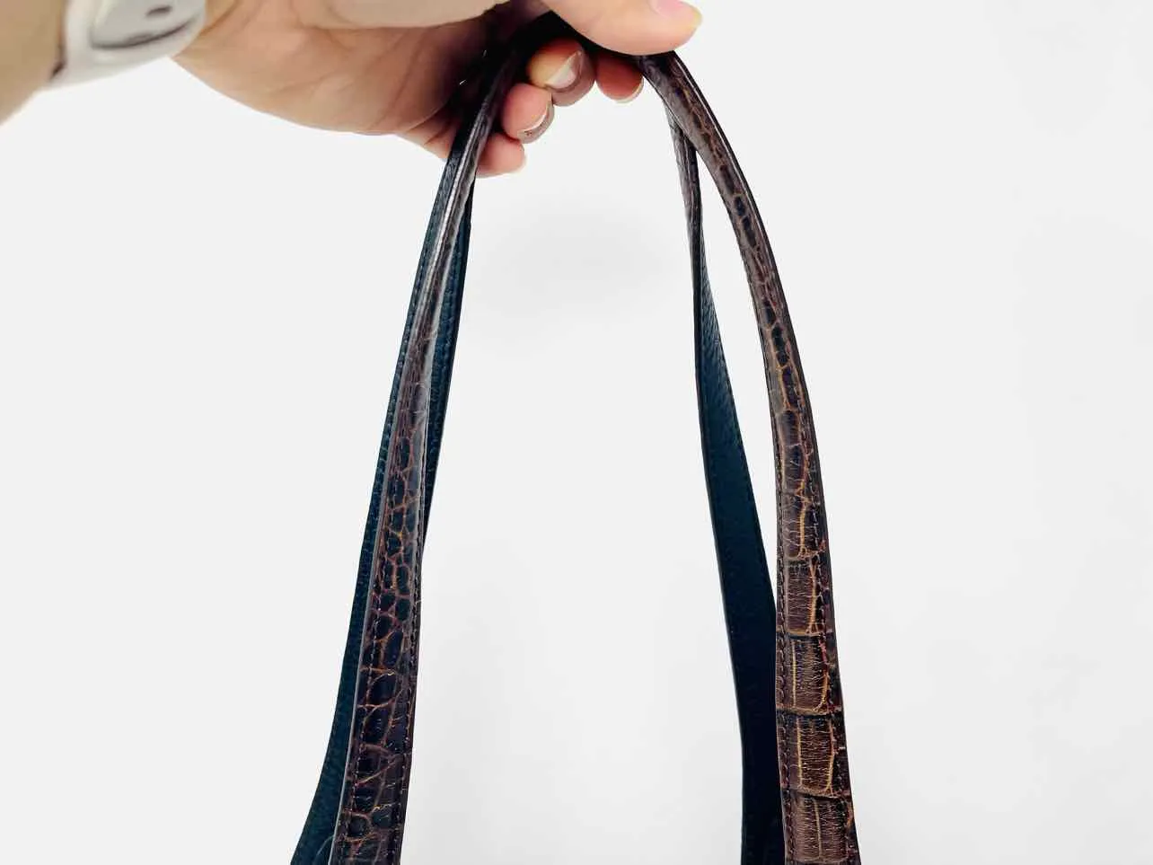 Brighton Brown/Black Shoulder Bag Reptile Pebbled Purses Purse