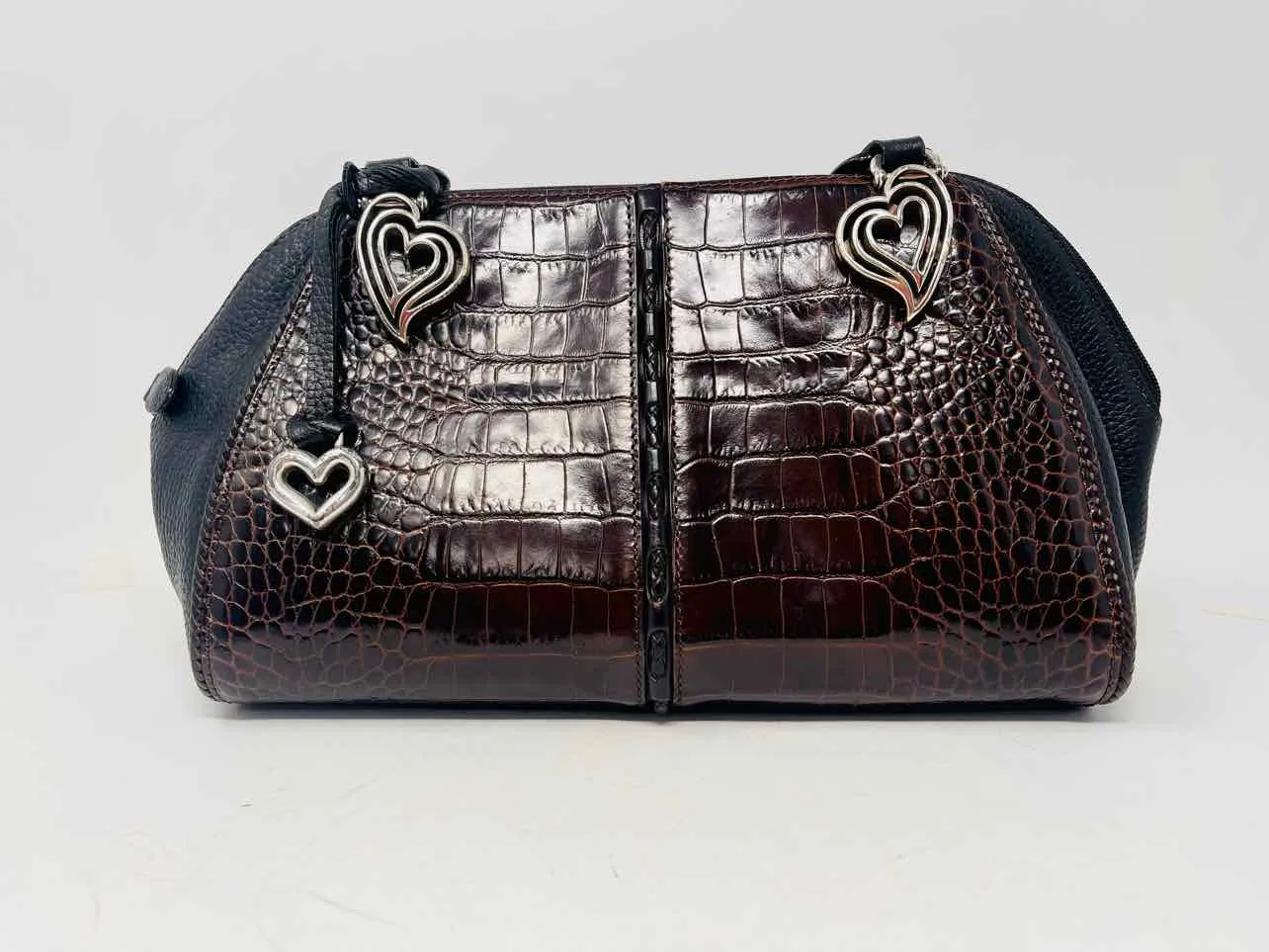 Brighton Brown/Black Shoulder Bag Reptile Pebbled Purses Purse