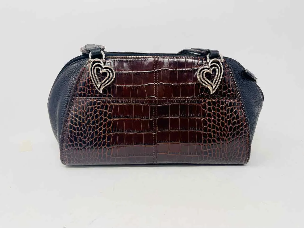 Brighton Brown/Black Shoulder Bag Reptile Pebbled Purses Purse