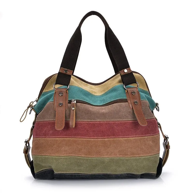 Canvas Bag Brand Women Handbag Patchwork Casual Women Shoulder Bags Female Messenger Bag Ladies