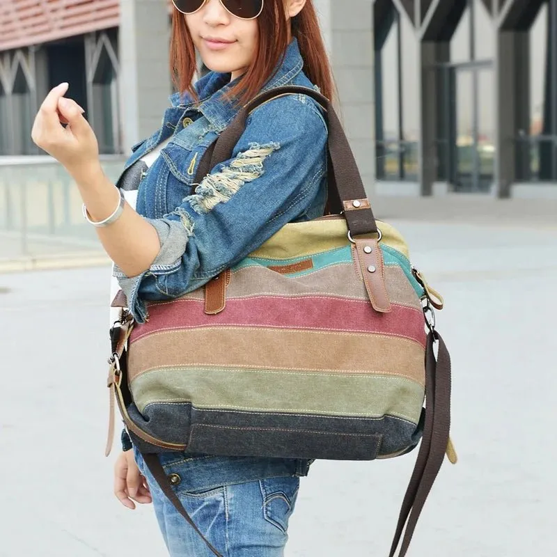 Canvas Bag Brand Women Handbag Patchwork Casual Women Shoulder Bags Female Messenger Bag Ladies