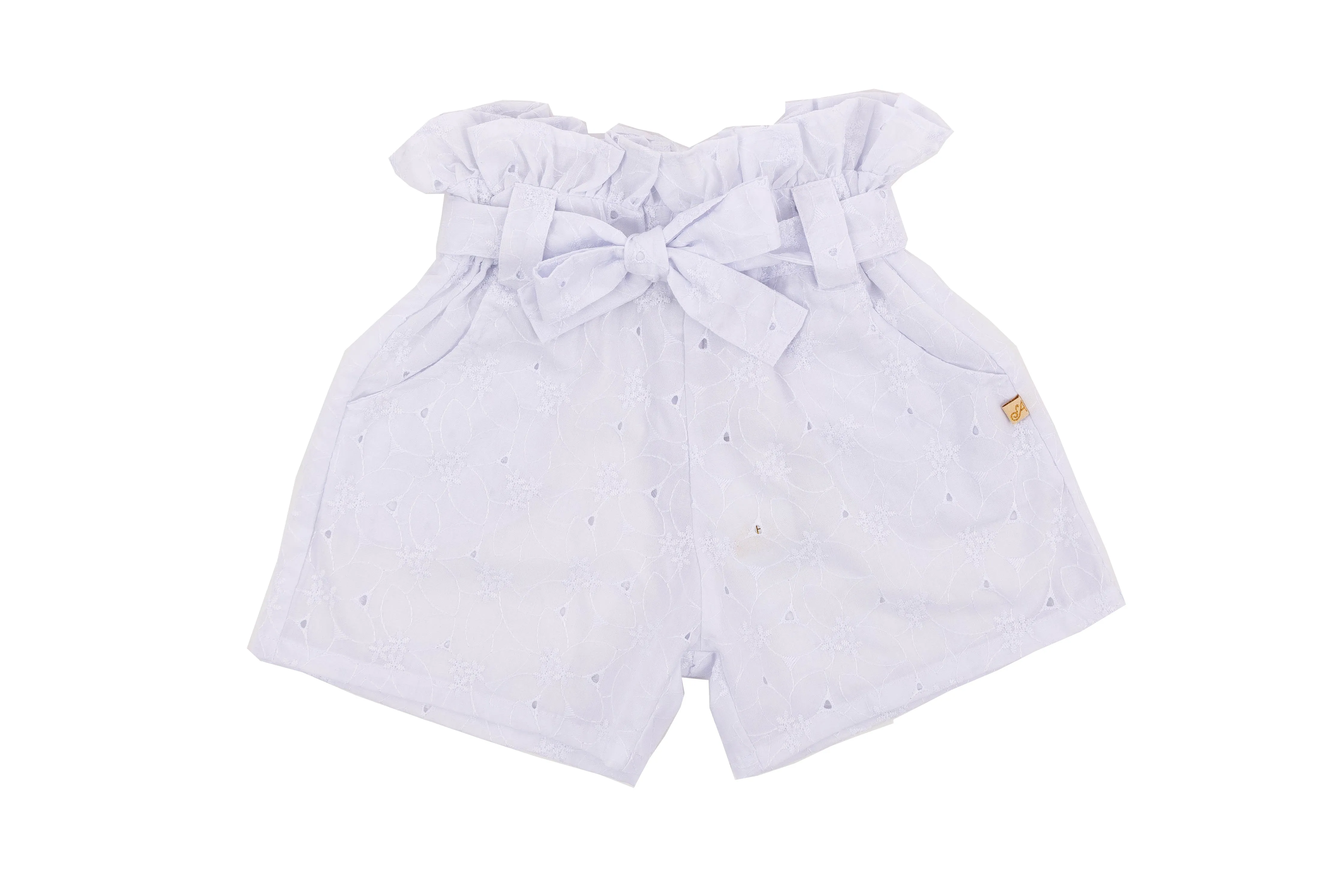 Carla Shorts - White Cotton Anglaise