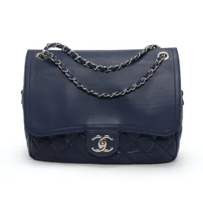 Chanel Blue Calfskin In The Mix Single Flap Bag