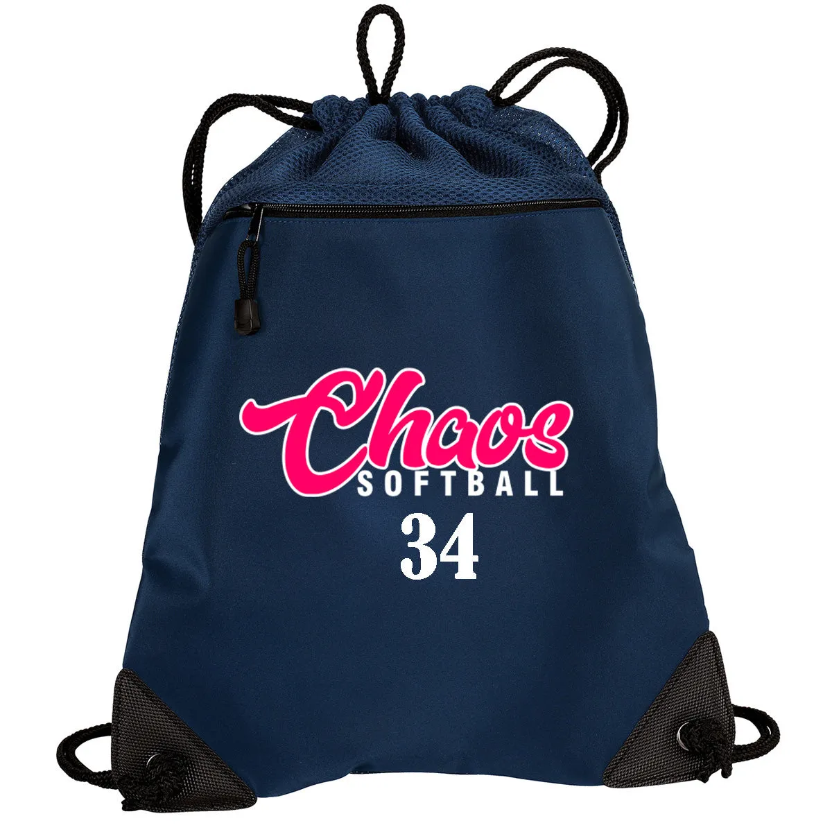 Chaos - Cinch Backpack with Chaos Softball (DopeDtyle Font) - Navy (BG810)