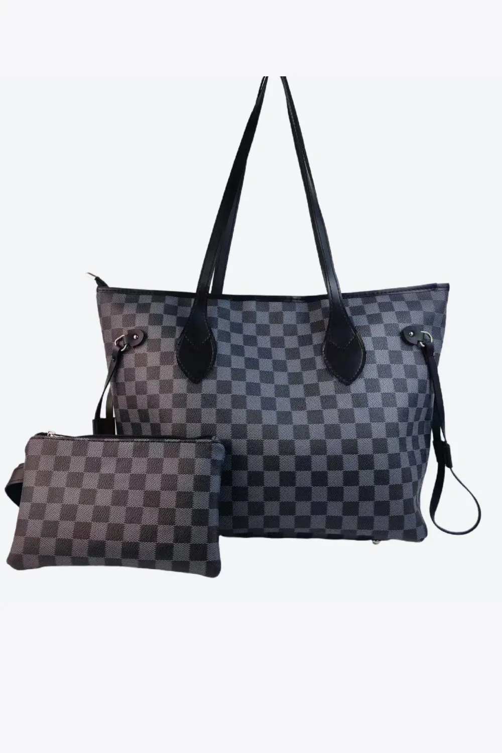 Checker Tote Bag with Free Pouch