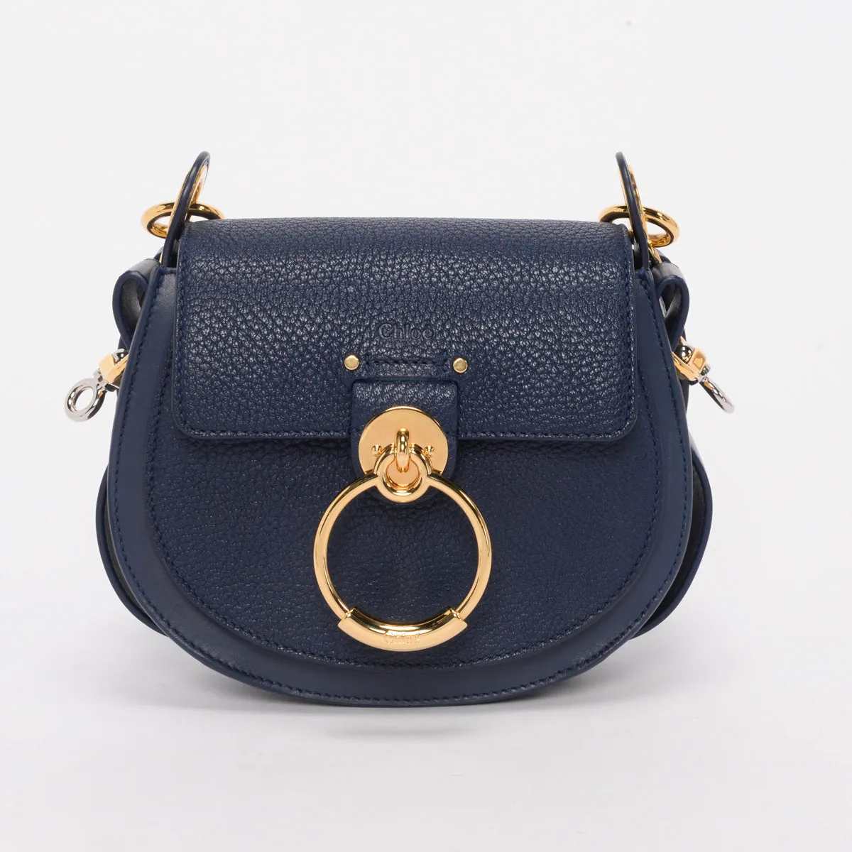 Chloe Blue Calfskin Small Tess Shoulder Bag