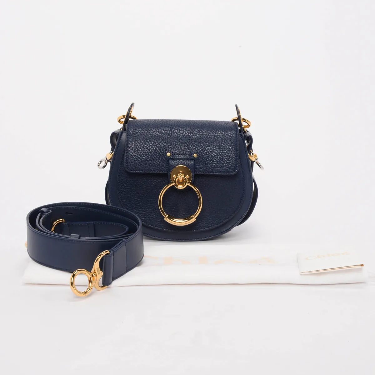 Chloe Blue Calfskin Small Tess Shoulder Bag