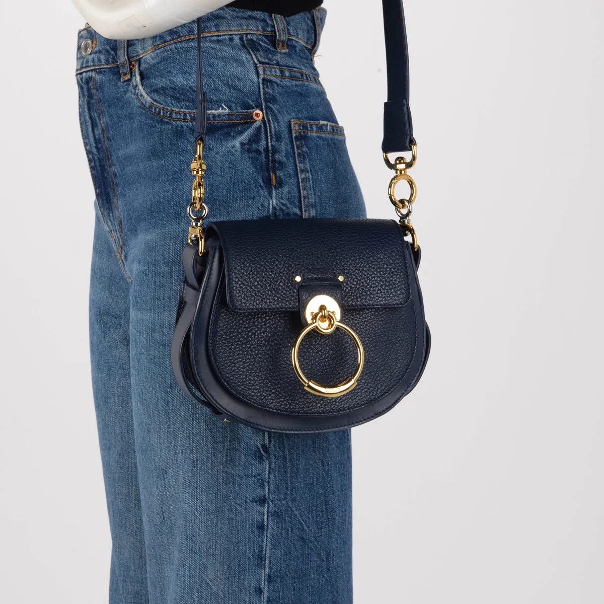 Chloe Blue Calfskin Small Tess Shoulder Bag