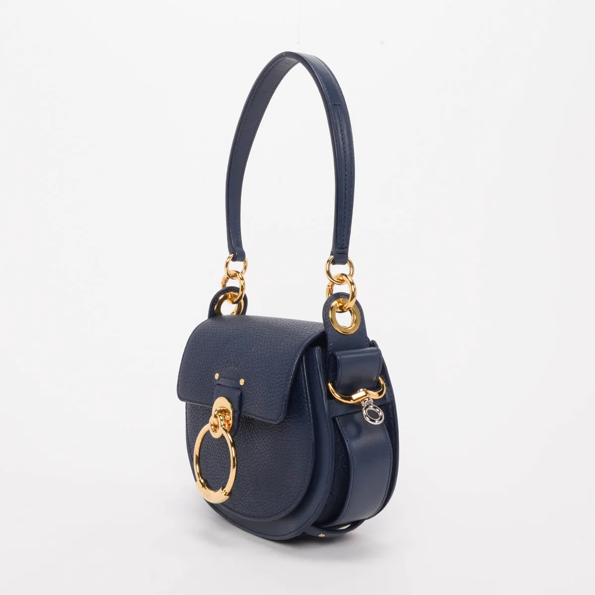 Chloe Blue Calfskin Small Tess Shoulder Bag