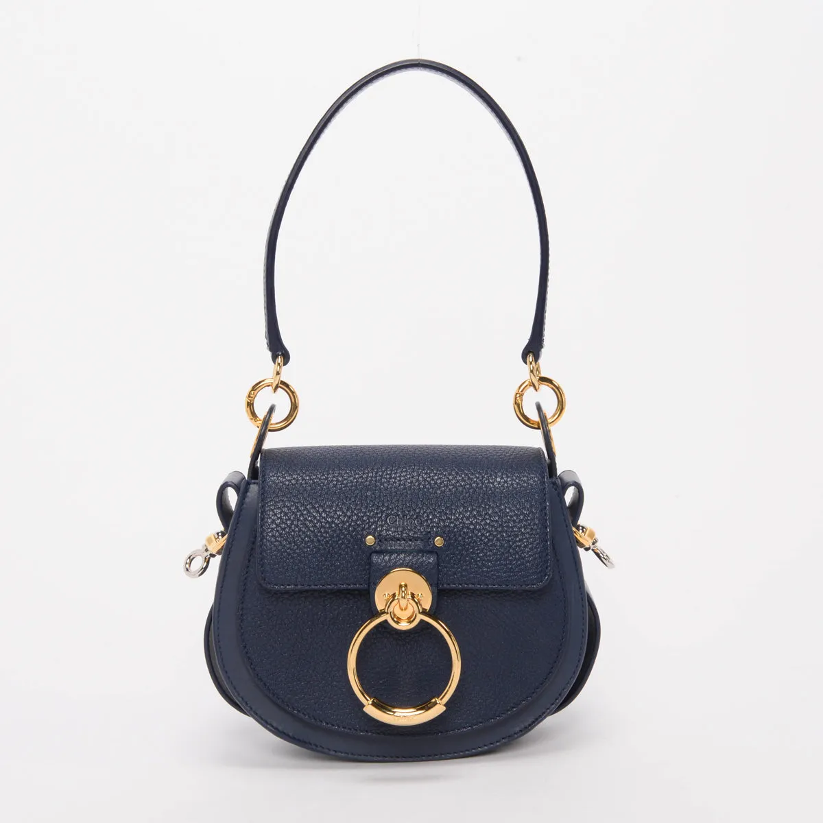 Chloe Blue Calfskin Small Tess Shoulder Bag