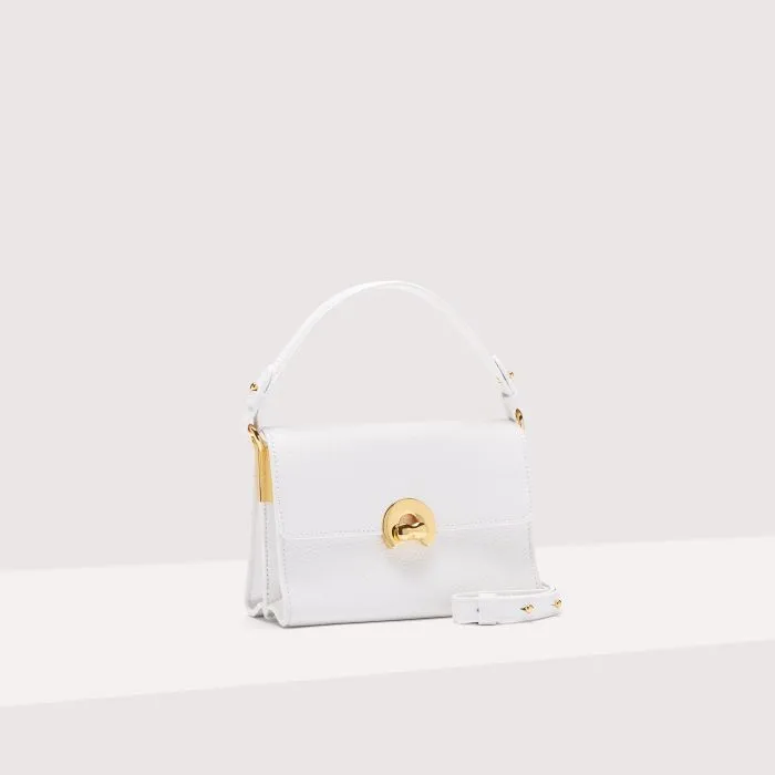 COCCINELLE BINXIE SMALL LEATHER BAG BRILLIANT WHITE