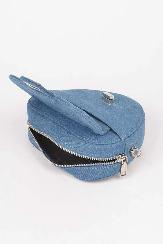 Denim Heart Shape Crossbody Swing Bag