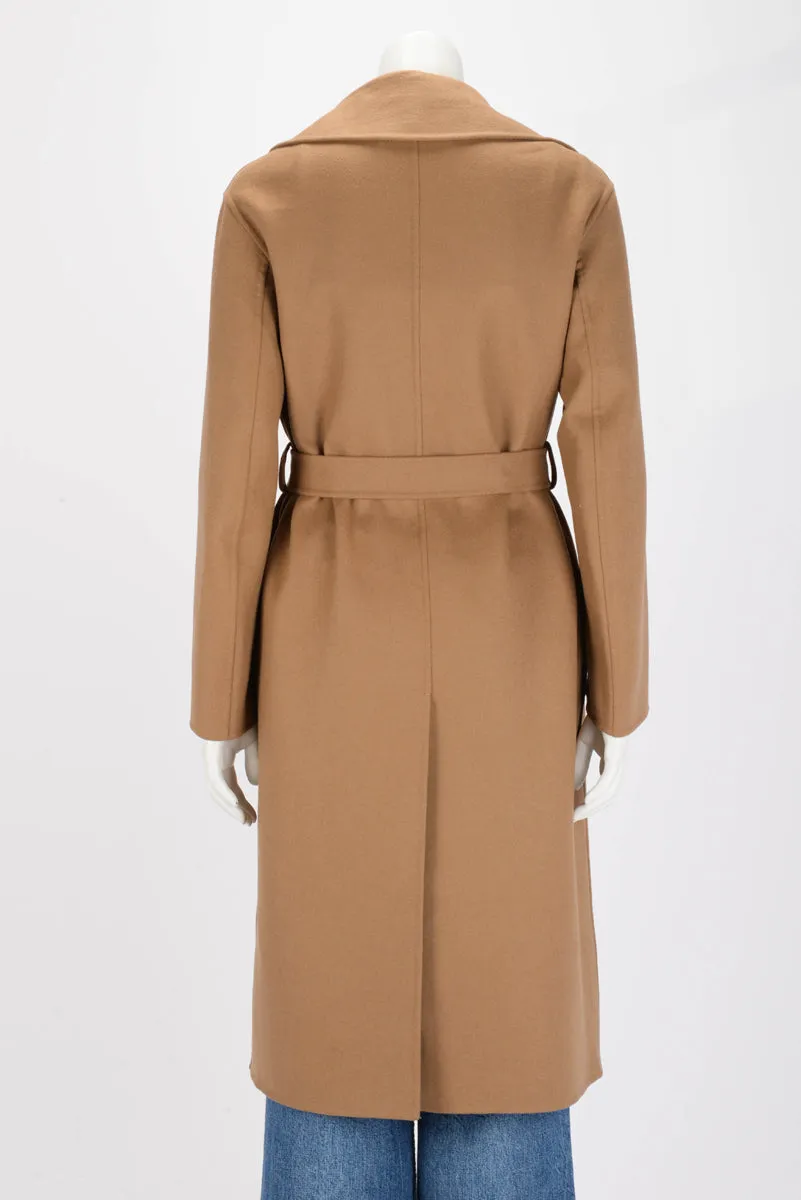 Dior Camel Wool Blend Wrap Coat FR 36