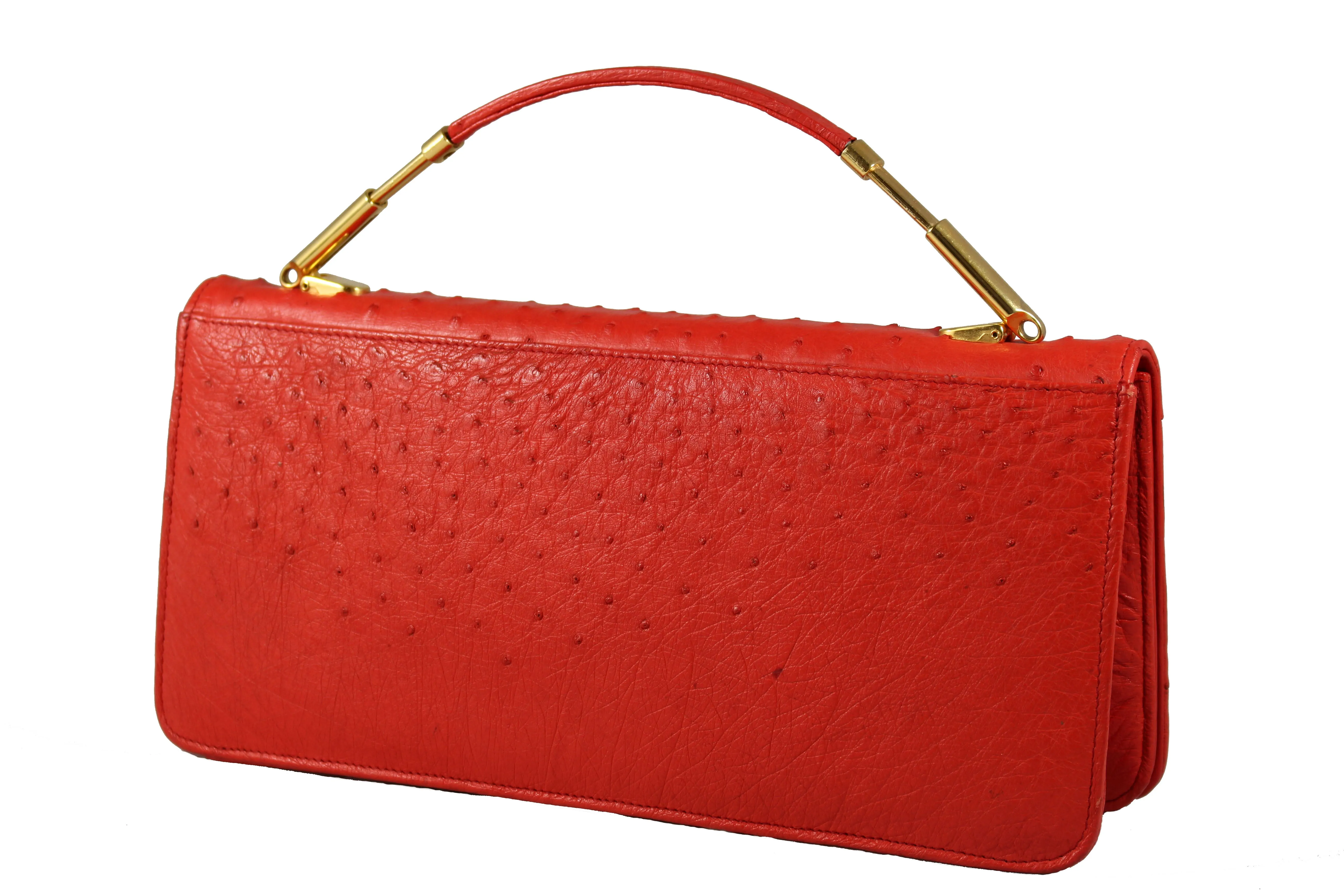 FIORENZA carmine color ostrich bag