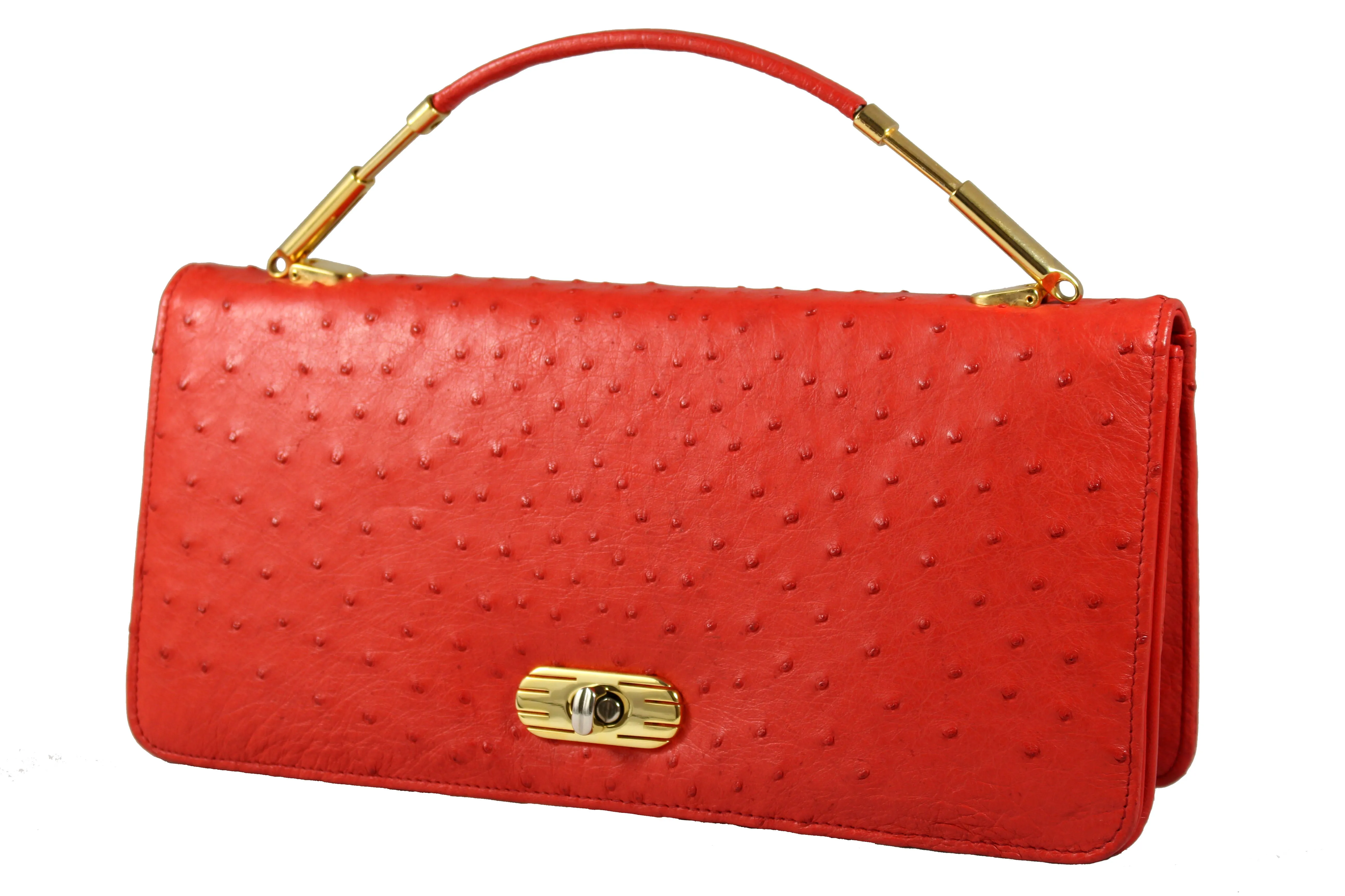 FIORENZA carmine color ostrich bag