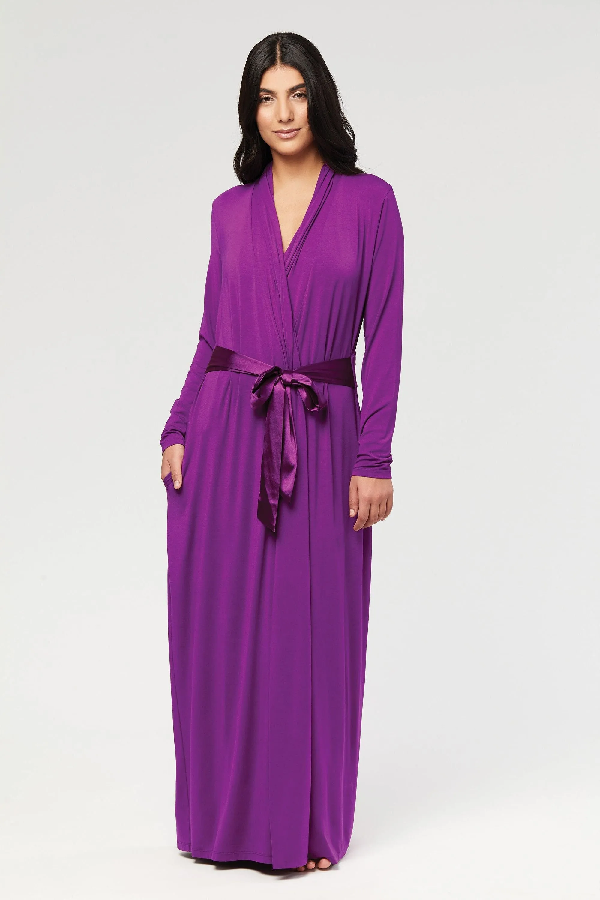 Fleur't Iconic Long Robe with Silk Ties - Style 621