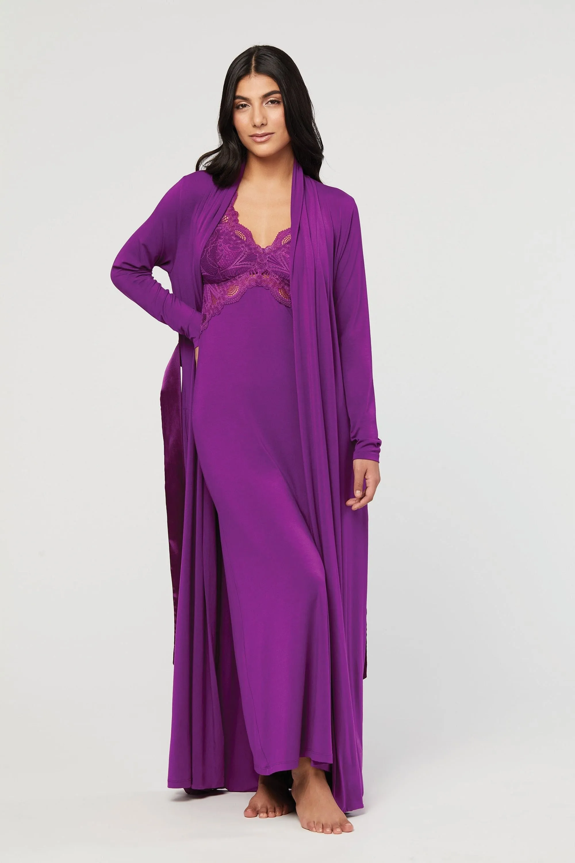 Fleur't Iconic Long Robe with Silk Ties - Style 621