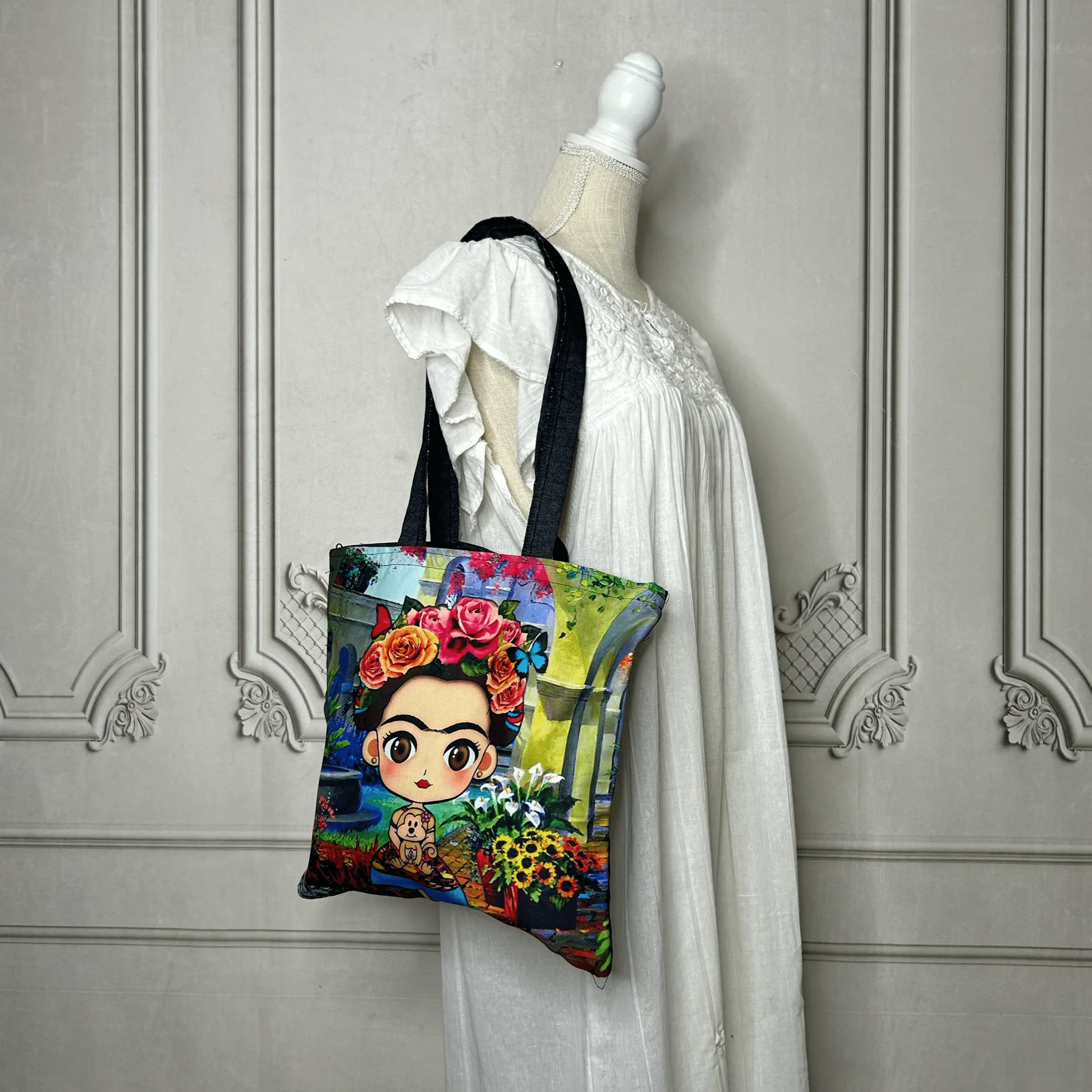 Frida Kahlo Denim Tote - Garden Medium