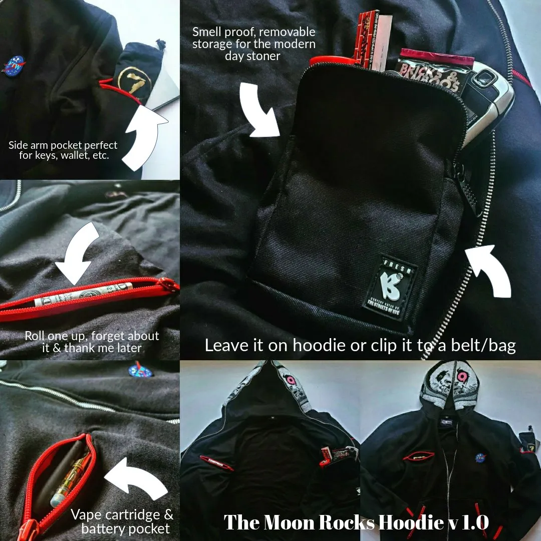 FTW Moon Rocks Zip Up Hoodie With Removable Storage Bag