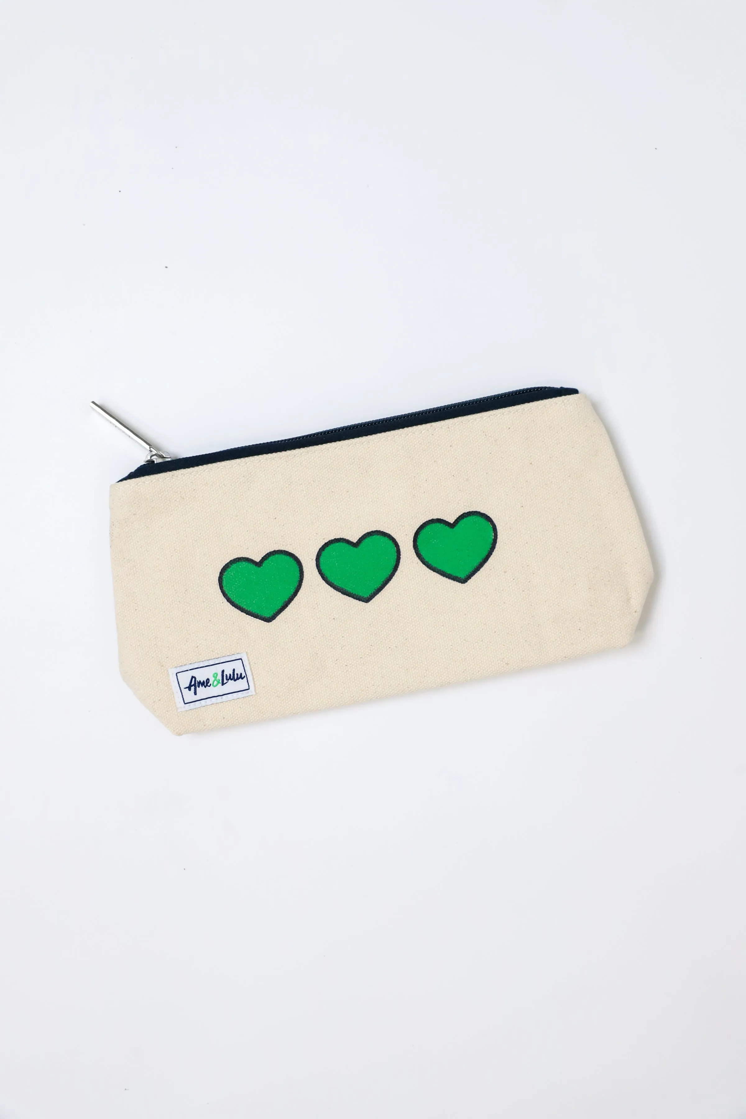 Green Hearts Brush It Off Cosmetic Case