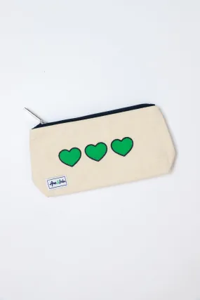 Green Hearts Brush It Off Cosmetic Case