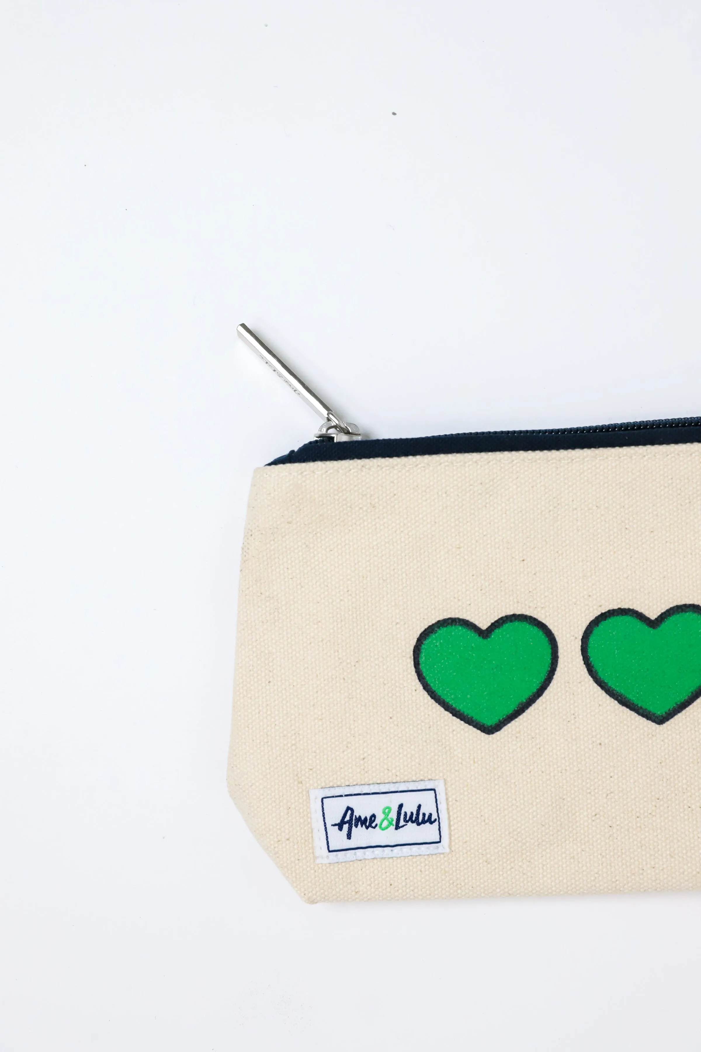 Green Hearts Brush It Off Cosmetic Case