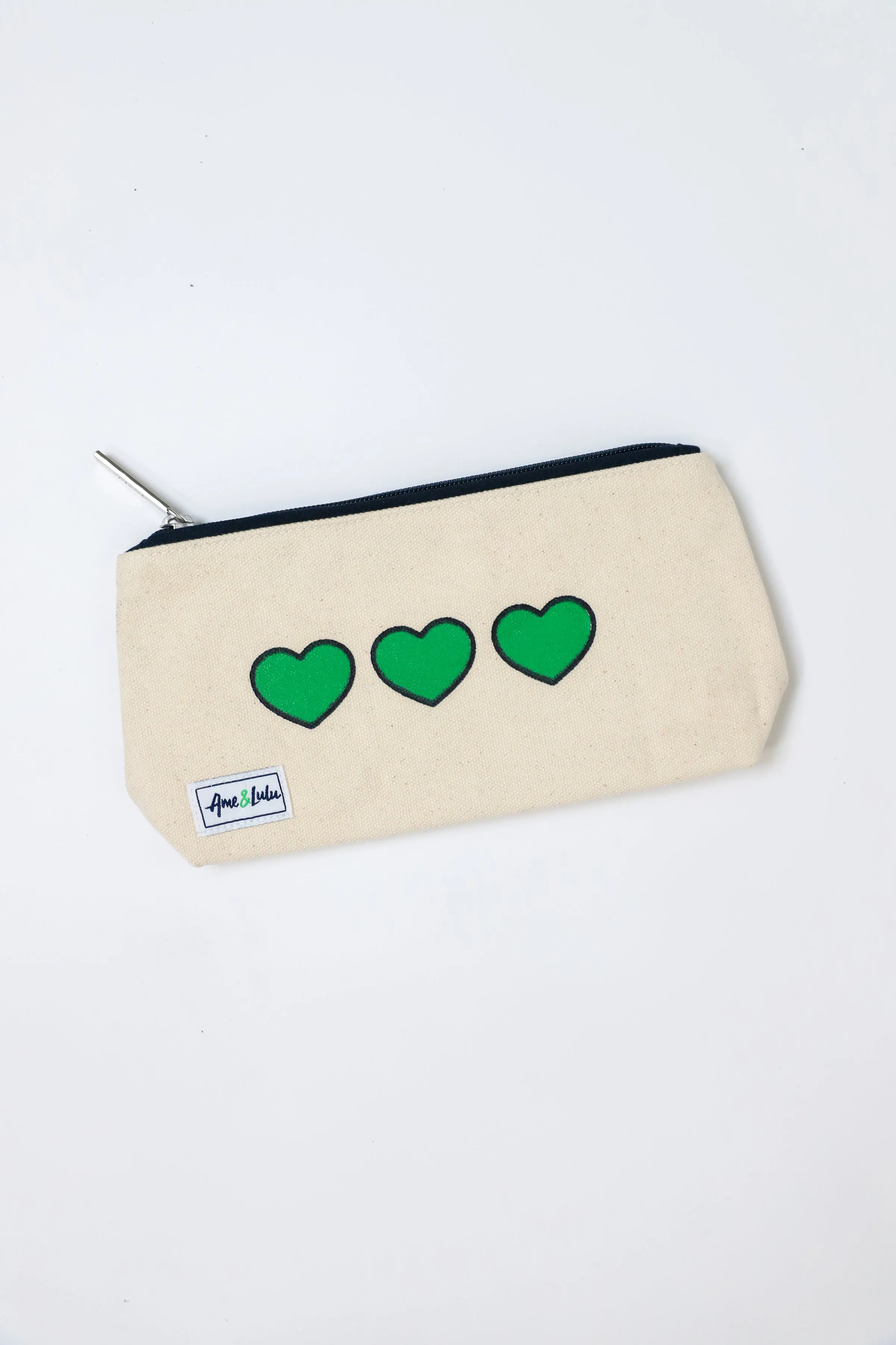 Green Hearts Brush It Off Cosmetic Case