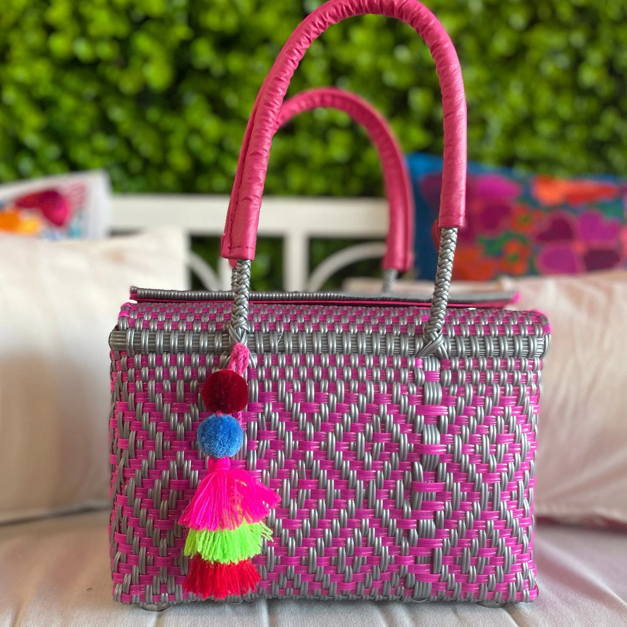 Handwoven Oaxacan Upcycled Boxed Tote Lined - Small