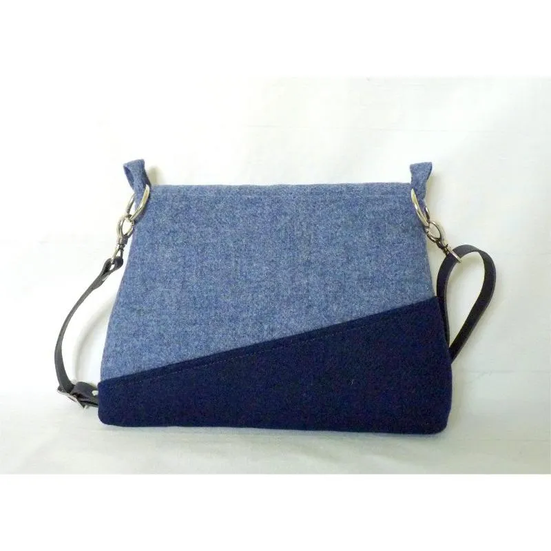 Harris Tweed Bag - Sedgeford Shoulder Bag - Navy & Mid Blue | Tweed Bag Creations