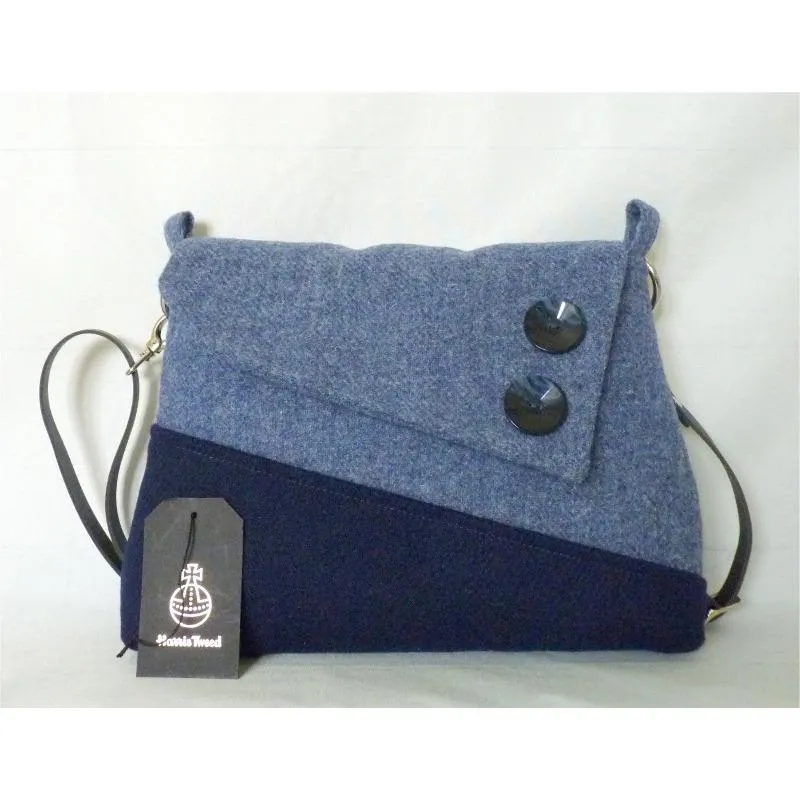 Harris Tweed Bag - Sedgeford Shoulder Bag - Navy & Mid Blue | Tweed Bag Creations