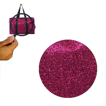 Hot Pink Glitter NGIL Zippered Lined Caddy Organizer Tote Bag