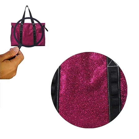 Hot Pink Glitter NGIL Zippered Lined Caddy Organizer Tote Bag